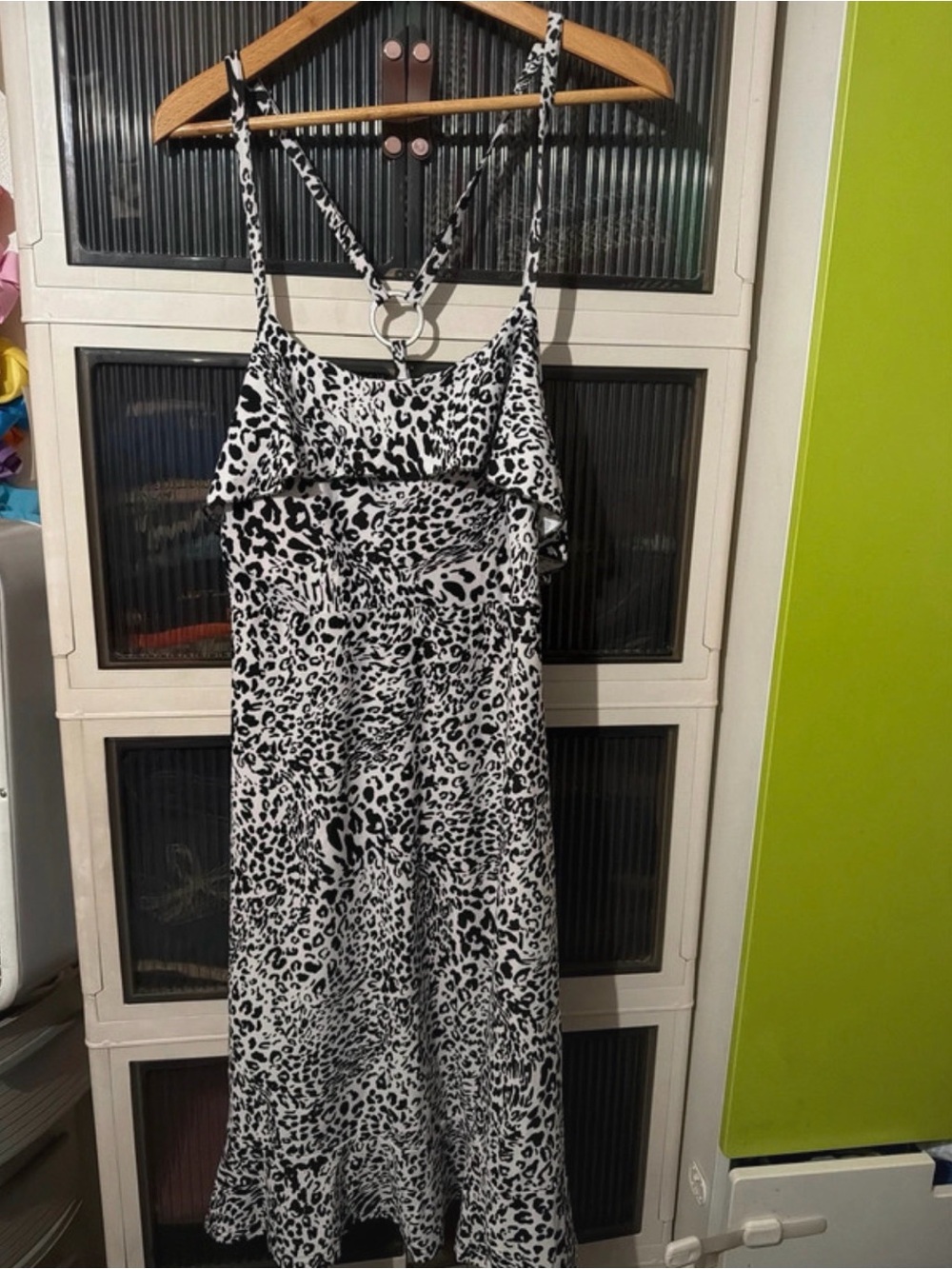 Mlle Gabrielle Black and White Leopard Print Maxi Dress